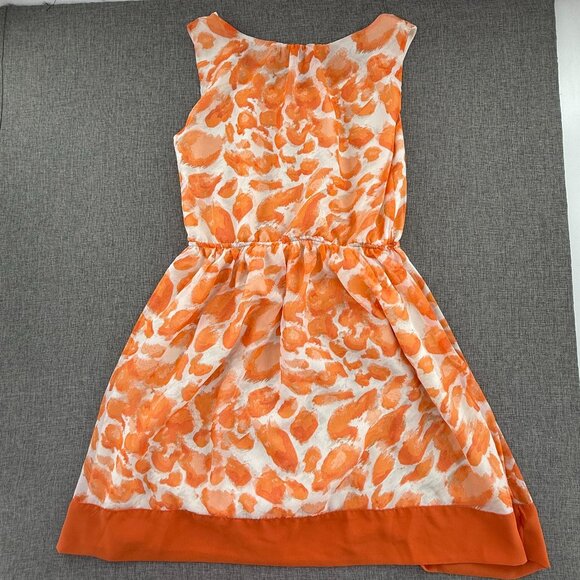 ELLE Sundress Medium Orange & White Lined Sleeveless Scoop Neck Belt Tie include - Picture 10 of 13